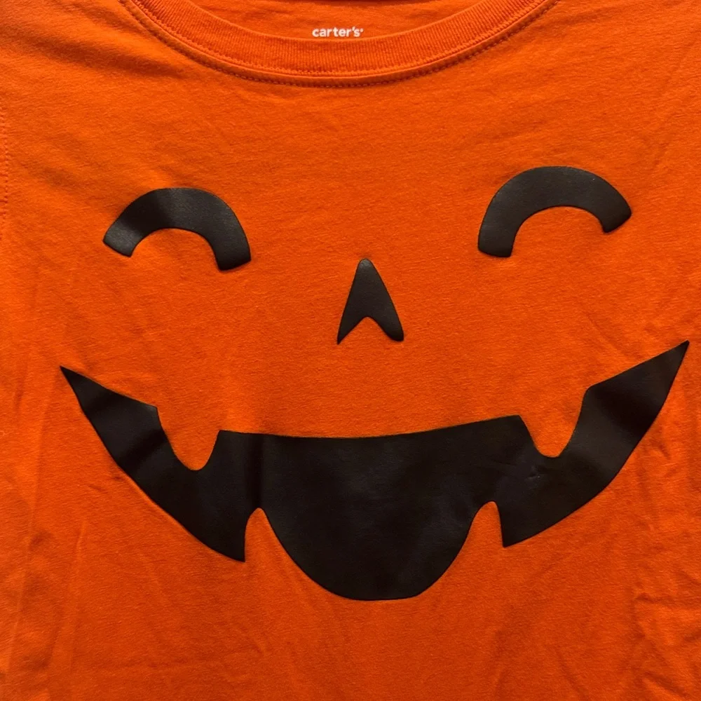 Carter's Orange Pumpkin Face Long Sleeve Tee youth Size 7